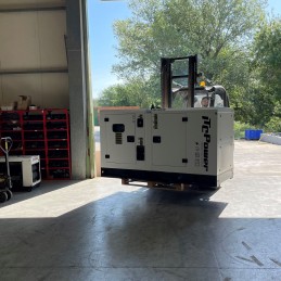 Industrial Diesel Generator 34 kVA Single and Three Phase Professional ITC Power DG34KSE on a forklift truck